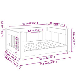 Lit pour chien 65,5x50,5x28 cm Bois de pin solide