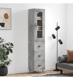 Buffet haut Gris béton 34,5x34x180 cm Bois d'ingénierie