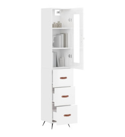 Buffet haut Blanc brillant 34,5x34x180 cm Bois d'ingénierie