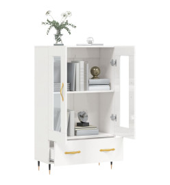 Buffet haut blanc brillant 69,5x31x115 cm bois d'ingénierie