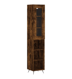 Buffet haut Chêne fumé 34,5x34x180 cm Bois d'ingénierie