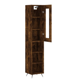 Buffet haut Chêne fumé 34,5x34x180 cm Bois d'ingénierie