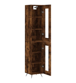 Buffet haut Chêne fumé 34,5x34x180 cm Bois d'ingénierie