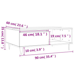 Table basse chêne fumé 90x60x35 cm bois d'ingénierie