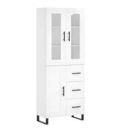 Buffet haut Blanc brillant 69,5x34x180 cm Bois d'ingénierie