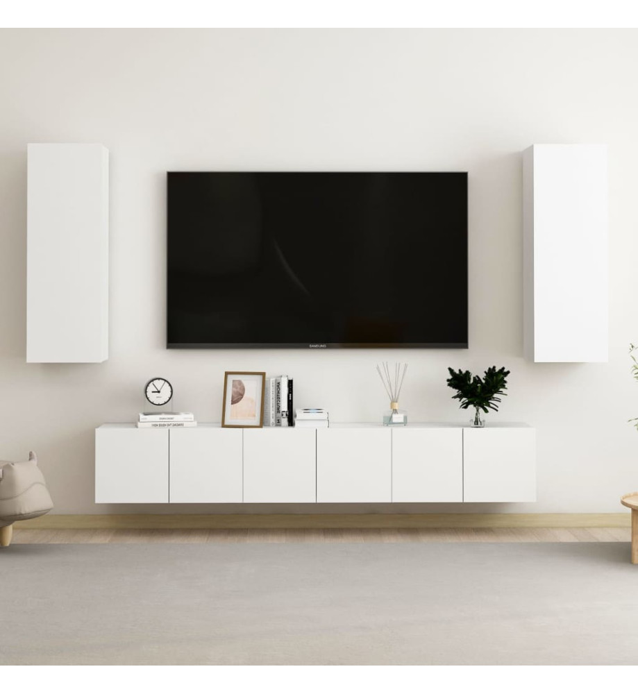 Ensemble de meubles TV 5 pcs Blanc Aggloméré