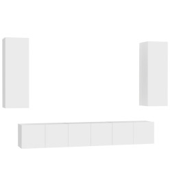 Ensemble de meubles TV 5 pcs Blanc Aggloméré