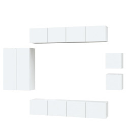 Ensemble de meubles TV 8 pcs Blanc Bois d'ingénierie