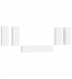 Ensemble de meubles TV 6 pcs Blanc Bois d'ingénierie