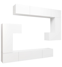 Ensemble de meuble TV 8 pcs Blanc Aggloméré