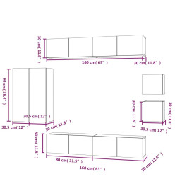 Ensemble de meubles TV 8 pcs Blanc brillant Bois d'ingénierie