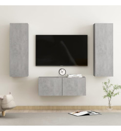 Ensemble de meubles TV 3 pcs Gris béton Aggloméré