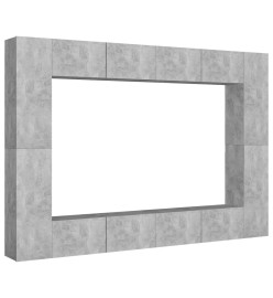 Ensemble de meubles TV 8 pcs Gris béton Aggloméré