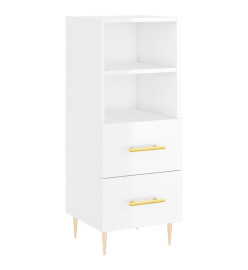 Buffet haut Blanc brillant 34,5x34x180 cm Bois d'ingénierie