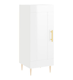 Buffet haut Blanc brillant 34,5x34x180 cm Bois d'ingénierie