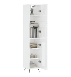 Buffet haut Blanc brillant 34,5x34x180 cm Bois d'ingénierie