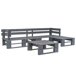 Salon de jardin palette 4 pcs Bois Gris