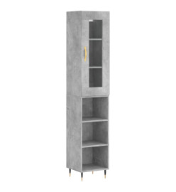 Buffet haut Gris béton 34,5x34x180 cm Bois d'ingénierie