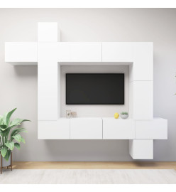 Ensemble de meuble TV 9 pcs Blanc Aggloméré