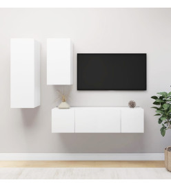 Ensemble de meuble TV 4 pcs Blanc Aggloméré