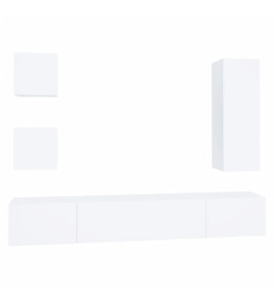 Ensemble de meubles TV 5 pcs Blanc Bois d'ingénierie