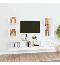 Ensemble de meubles TV 5 pcs Blanc Bois d'ingénierie