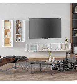 Ensemble de meubles TV 4 pcs Blanc Bois d'ingénierie