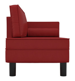 Chaise longue coussins et traversin rouge bordeaux similicuir