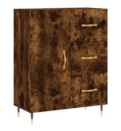 Buffet haut Chêne fumé 69,5x34x180 cm Bois d'ingénierie