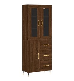 Buffet haut Chêne marron 69,5x34x180 cm Bois d'ingénierie