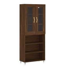 Buffet haut Chêne marron 69,5x34x180 cm Bois d'ingénierie