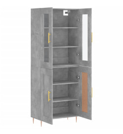 Buffet haut Gris béton 69,5x34x180 cm Bois d'ingénierie