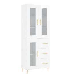 Buffet haut Blanc brillant 69,5x34x180 cm Bois d'ingénierie