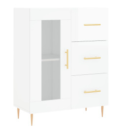 Buffet haut Blanc brillant 69,5x34x180 cm Bois d'ingénierie