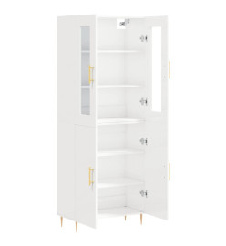 Buffet haut Blanc brillant 69,5x34x180 cm Bois d'ingénierie