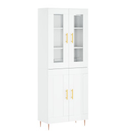 Buffet haut Blanc brillant 69,5x34x180 cm Bois d'ingénierie