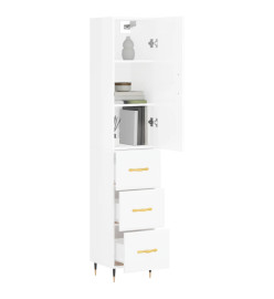 Buffet haut Blanc brillant 34,5x34x180 cm Bois d'ingénierie