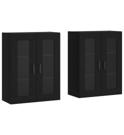 Armoires murales 2 pcs noir bois d'ingénierie