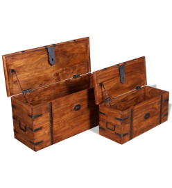 Ensemble de deux coffres de rangement Bois massif