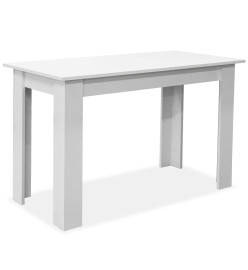 Table de salle à manger et bancs 3 pcs Bois d'ingénierie Blanc