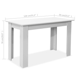 Table de salle à manger et bancs 3 pcs Bois d'ingénierie Blanc