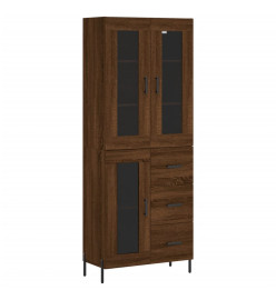 Buffet haut Chêne marron 69,5x34x180 cm Bois d'ingénierie