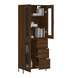 Buffet haut Chêne marron 69,5x34x180 cm Bois d'ingénierie