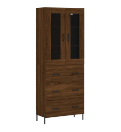 Buffet haut Chêne marron 69,5x34x180 cm Bois d'ingénierie