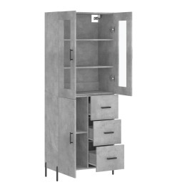 Buffet haut Gris béton 69,5x34x180 cm Bois d'ingénierie