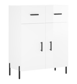 Buffet haut Blanc brillant 69,5x34x180 cm Bois d'ingénierie