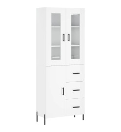 Buffet haut Blanc brillant 69,5x34x180 cm Bois d'ingénierie