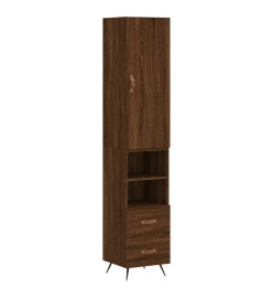 Buffet haut Chêne marron 34,5x34x180 cm Bois d'ingénierie