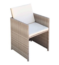 Salon de jardin encastrable 3 pcs avec coussins Rotin Beige