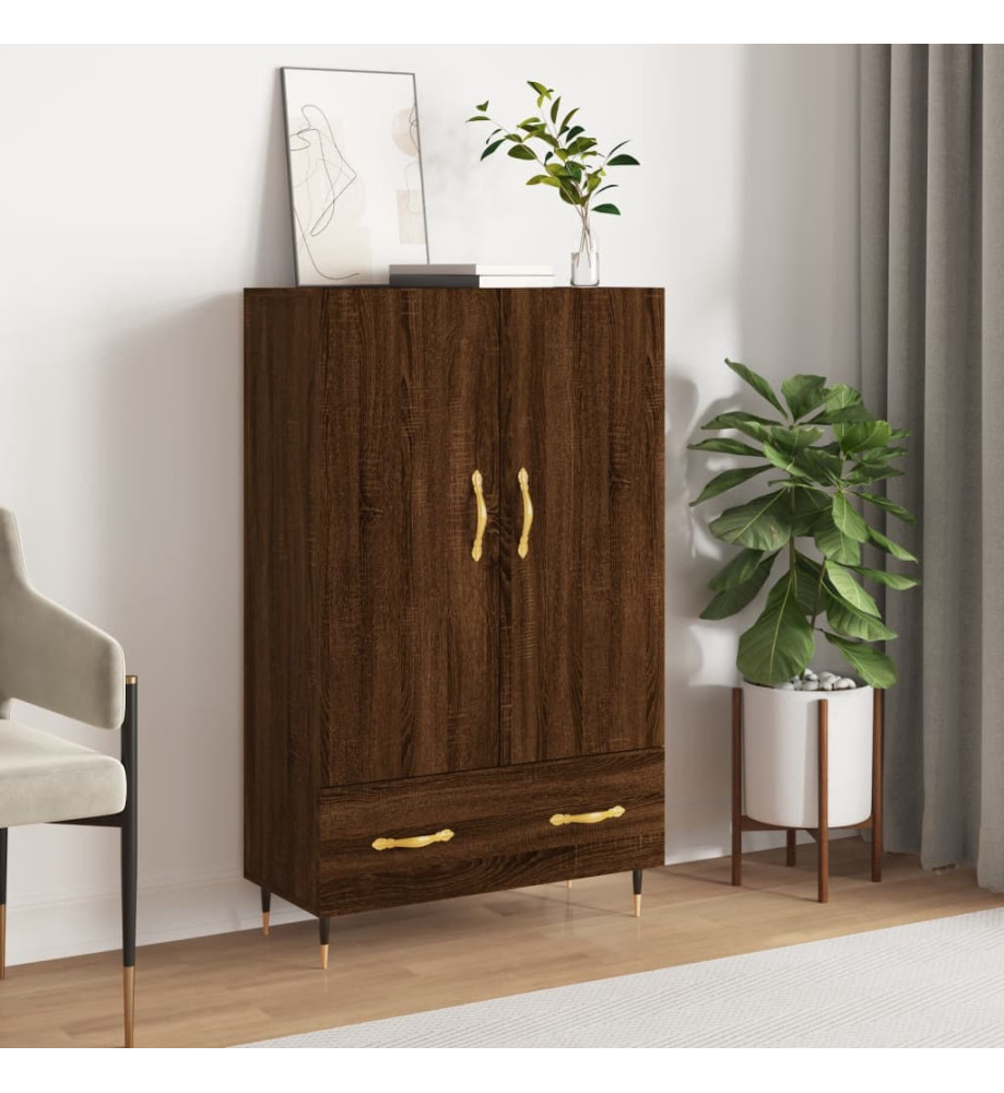 Buffet haut chêne marron 69,5x31x115 cm bois d'ingénierie